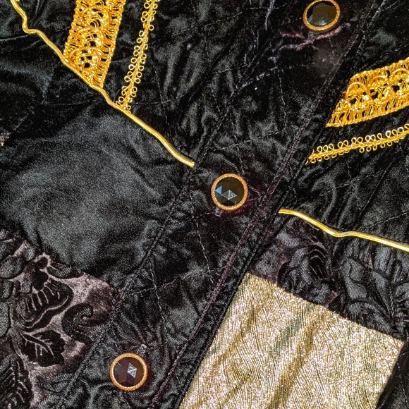 RARE 80s Marguerite Rubel Quilted Jacket with gold-tone lace ribbon trim - Picture 6 of 15